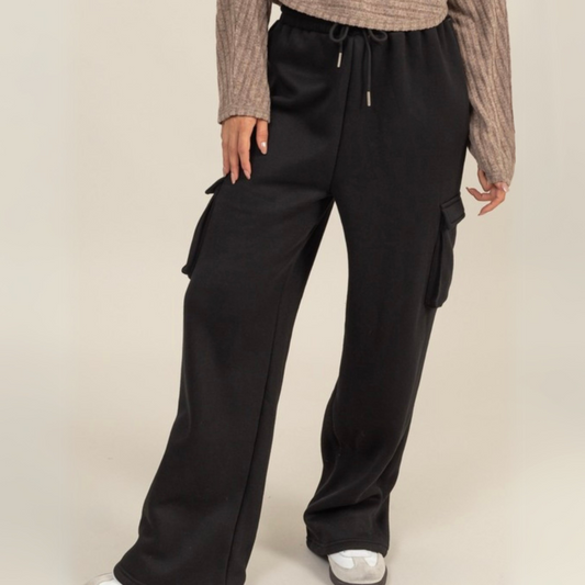 High-Waist Cargo Sweatpants